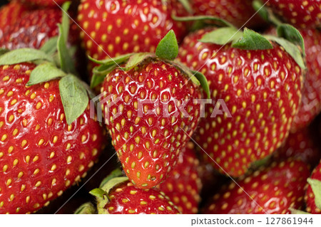 Fresh Ripe Strawberries. Summer Berry Background 127861944