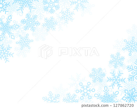 Light blue snowflake diagonal frame 127862720