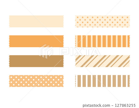 A set of orange and brown autumn-themed masking tape 127863255