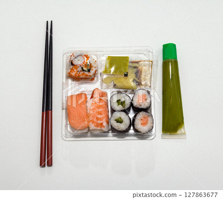 Japanese sushi in box Japanese sushi in box 127863677