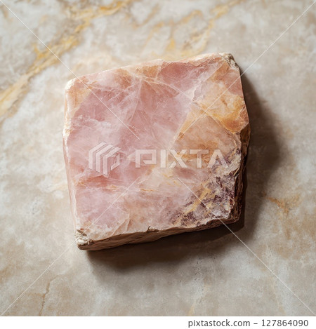 Rose quartz on marble 127864090