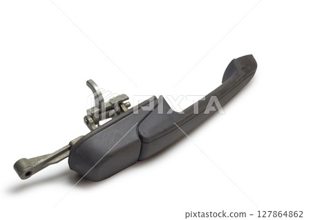plastic outer car door handle. Automotive spare part. isolated on white background, with clipping path 127864862