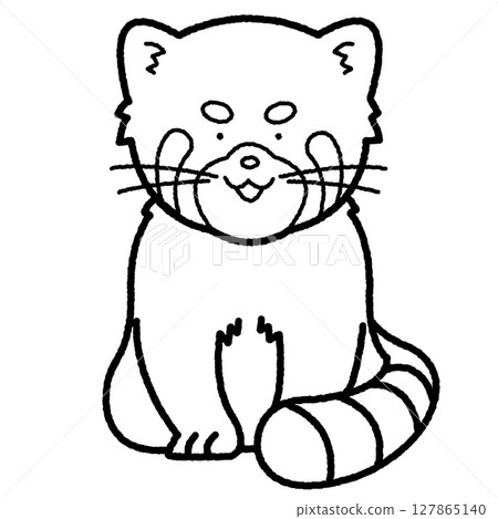 紅熊貓坐著黑白插圖 紅熊貓坐著黑白插圖 127865140
