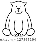 北極熊坐著黑白插圖 127865194