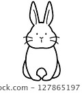兔子坐著黑白插圖 127865197