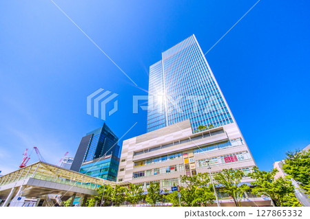 Tokyo cityscape in Japan: Midsummer sunshine...view of the east exit of Tamachi Station Tokyo cityscape in Japan: Midsummer sunshine...view of the east exit of Tamachi Station 127865332