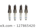 spark plugs kit, old. isolated on white background 127865420