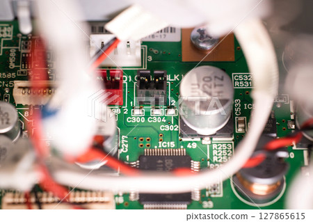 Close-up of a computer board and wiring 127865615