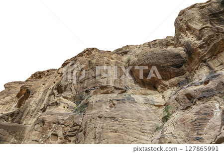 Mountains of Petra (carved on white background), Jordan, Middle East. Petra has been a UNESCO World Heritage Site since 1985 127865991