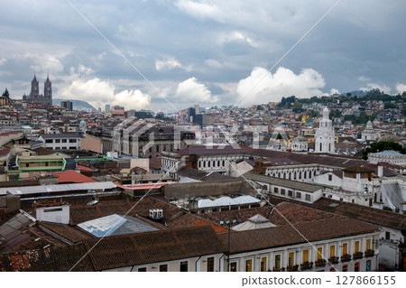 Panoramic view of Quito city from San Francisco church Panoramic view of Quito city from San Francisco church 127866155
