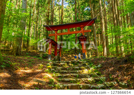 Himuro Shrine, Fujikawa Town, Yamanashi Prefecture, a sacred shrine in the forest, accessible by climbing 570 stone steps Himuro Shrine, Fujikawa Town, Yamanashi Prefecture, a sacred shrine in the forest, accessible by climbing 570 stone steps 127866654