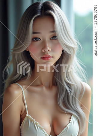 Portrait of a woman with a natural expression [AI generated image] 127866793