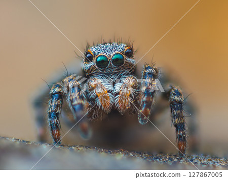 A Close-up picture of a Jumping Spider portrait Captured in Nature 127867005