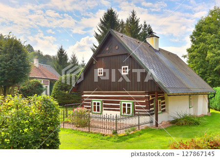 Beautiful wooden cottage in Czech republic Beautiful wooden cottage in Czech republic 127867145