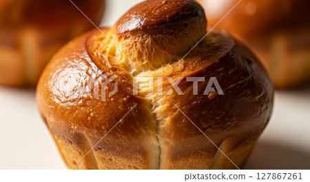 Golden Brioche Bun Closeup Artisan Bakery Fresh Pastry Texture Detail Golden Brioche Bun Closeup Artisan Bakery Fresh Pastry Texture Detail 127867261
