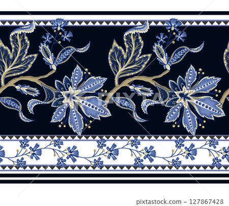 Ethnic border with Indian ornament. Vector. Ethnic border with Indian ornament. Vector. 127867428