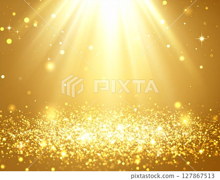金色閃耀的背景和閃亮的聚光燈營造出華麗的場景 金色閃耀的背景和閃亮的聚光燈營造出華麗的場景 127867513