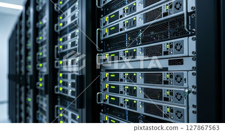 Rows of Servers in Data Center Networking...-插圖素材 [127867563] - PIXTA圖庫