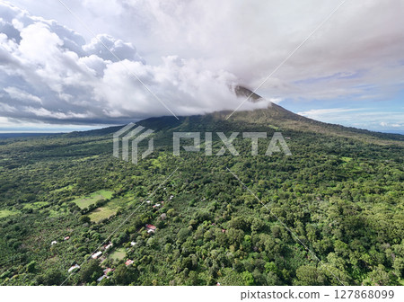 Concepcion volcano on Ometepe island green valley 127868099