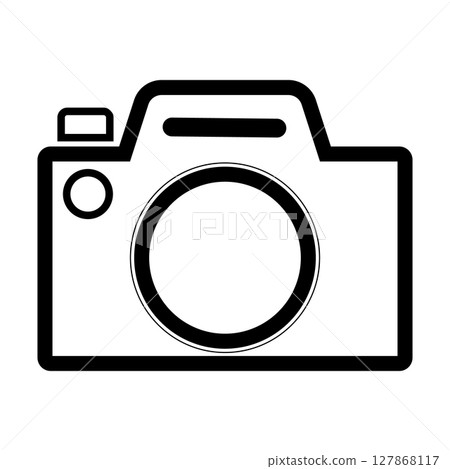 Simple and flat black and white camera icon on white background 127868117