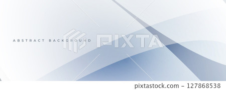 White modern abstract wide banner with circles and curves. Soft blue light abstract geometric background. 127868538