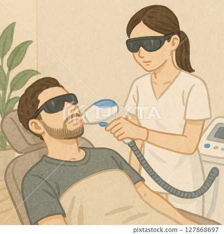 男子正在脫鬍鬚毛 127868697