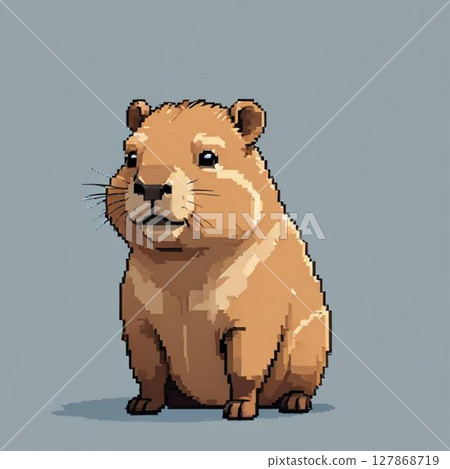 可愛的像素藝術水豚線郵票風格 可愛的像素藝術水豚線郵票風格 127868719