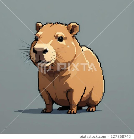 可愛的像素藝術水豚線郵票風格 可愛的像素藝術水豚線郵票風格 127868743