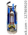 Exploring the intricate mechanics of a cutaway centrifugal pump showcasing innovative engineering design. Isolated on white background. 127869020
