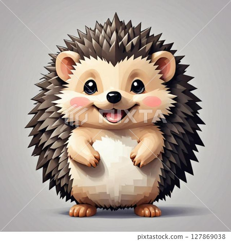 可愛的像素藝術刺蝟線郵票風格 127869038