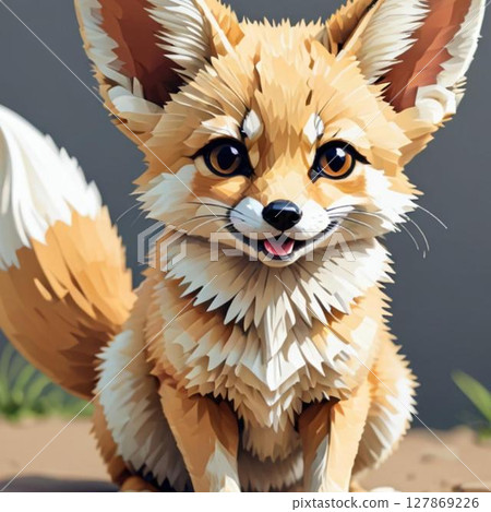 可愛的像素藝術 Fennec Line 印章風格 可愛的像素藝術 Fennec Line 印章風格 127869226