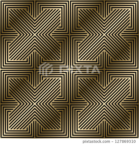 Weave golden seamless luxury striped geometric pattern. Classic royal design. Repeatable ornament elegant gold background. Symmetry endless vintage print Weave golden seamless luxury striped geometric pattern. Classic royal design. Repeatable ornament elegant gold background. Symmetry endless vintage print 127869310