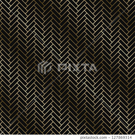 Vector golden seamless ornamental luxury geometric tile pattern - outline art deco rich design. Repeatable elegant royal background. Symmetry endless print Vector golden seamless ornamental luxury geometric tile pattern - outline art deco rich design. Repeatable elegant royal background. Symmetry endless print 127869314
