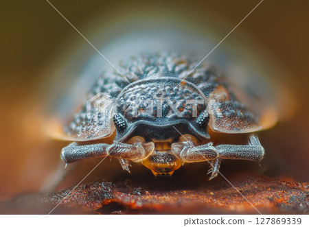 Close up portrait of Isopoda - Oniscus sp. Isopoda, Isopoda is an order of crustaceans that includes woodlice and their relatives 127869339