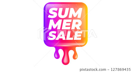 Summer Sale Sticker Liquid Design isolated on white background. Price sticker, abstract shape sticker, price tag, HOt sale or discount sticker, promotional badge label png. Summer banner 127869435