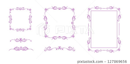 Set of coquette bow frames and vignettes 127869656