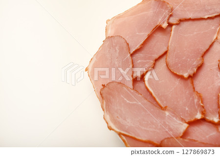 Ham cut into thin slices. Ham cut into thin slices. 127869873