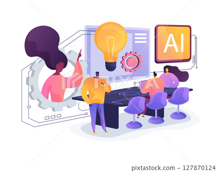 Virtual Collaboration Rooms with Smart Tools abstract concept vector illustration. 127870124