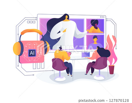 Smart Noise-Canceling Software for Virtual Meetings abstract concept vector illustration. 127870128