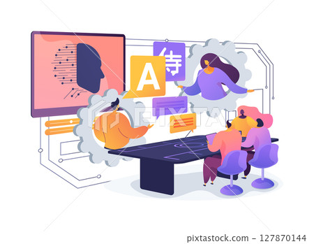 Real-Time Language Translation Tools abstract concept vector illustration. 127870144