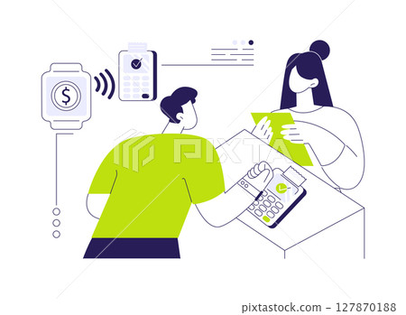 Smartwatch contactless payment abstract concept vector illustration. Smartwatch contactless payment abstract concept vector illustration. 127870188