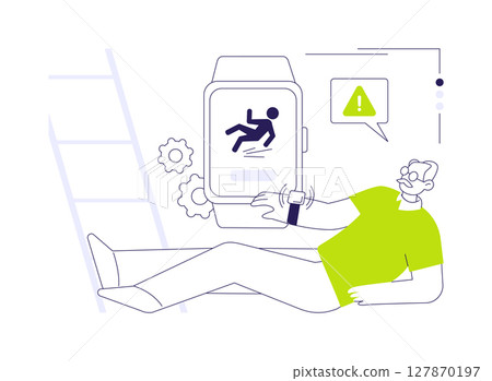 Smartwatch fall detection abstract concept vector illustration. 127870197