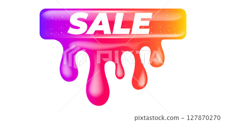Summer Sale Sticker Liquid Design isolated on white background. Price sticker, abstract shape sticker, price tag, retro label, sale or discount sticker, promotional badge label png. Summer banner 127870270