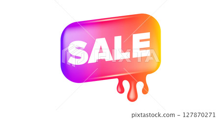 Summer Sale Sticker Liquid Design isolated on white background. Price sticker, abstract shape sticker, price tag, retro label, sale or discount sticker, promotional badge label png. Summer banner 127870271