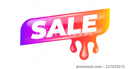Summer Sale Sticker Liquid Design isolated on white background. Price sticker, abstract shape sticker, price tag, retro label, sale or discount sticker, promotional badge label png. Summer banner 127870272
