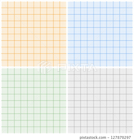 Graph paper sheets with grid. Millimeter paper texture, geometric pattern. Colorful lined blank for drawing, studying, technical engineering or scale measurement. Vector illustration Graph paper sheets with grid. Millimeter paper texture, geometric pattern. Colorful lined blank for drawing, studying, technical engineering or scale measurement. Vector illustration 127870297
