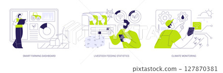 Smart farming data analysis isolated cartoon vector illustrations se 127870381