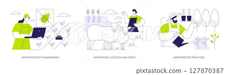 Sustainable agriculture plant cultivation isolated cartoon vector illustrations se 127870387