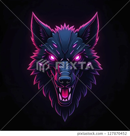 Neon Robotic Alpha Wolf Vector Face 127870452