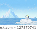 北極熊和企鵝帶來夏日清涼的夏季問候插畫 127870741